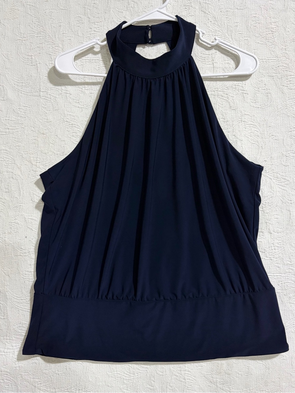 Boston Proper Blue Solid Halter Sleeveless Top Size Large